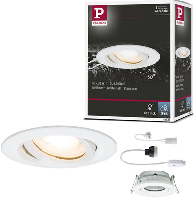 Paulmann Einbauleuchte Nova Plus schwenkbar IP65 rund 93 mm 30° GU5,3 GU10 max. 35W 230 12V dimmbar weiß matt