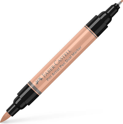 Faber-Castell Zeichenmarker – Pitt Artist Pen – 132 beige rot – Duomarker – doppelseitiger Marker – FC-162132