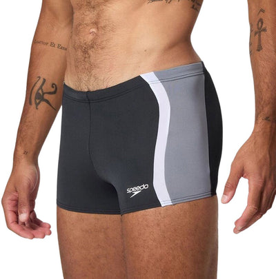 Speedo Solid Splice Aqua Short Herren-Sportbadehose – Schwarzgrau