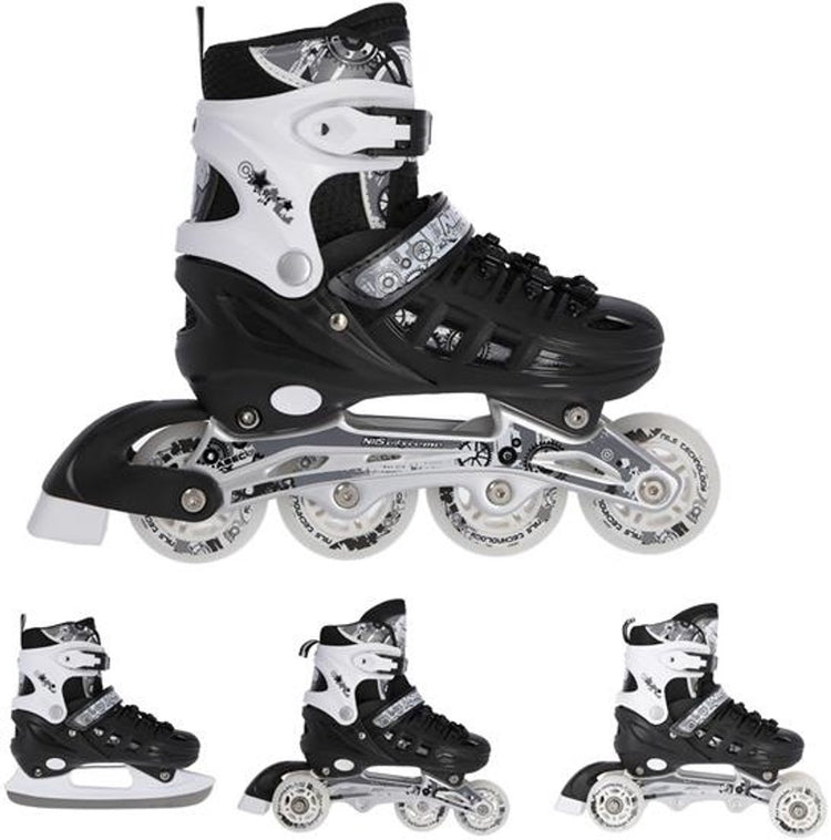 Nils Extreme NH10905 – 4-in-1-Rollschuhe – verstellbar – Schwarz