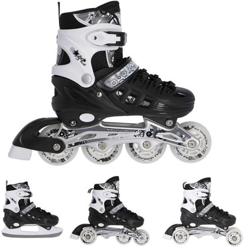 Nils Extreme NH10905 – 4-in-1-Rollschuhe – verstellbar – Schwarz