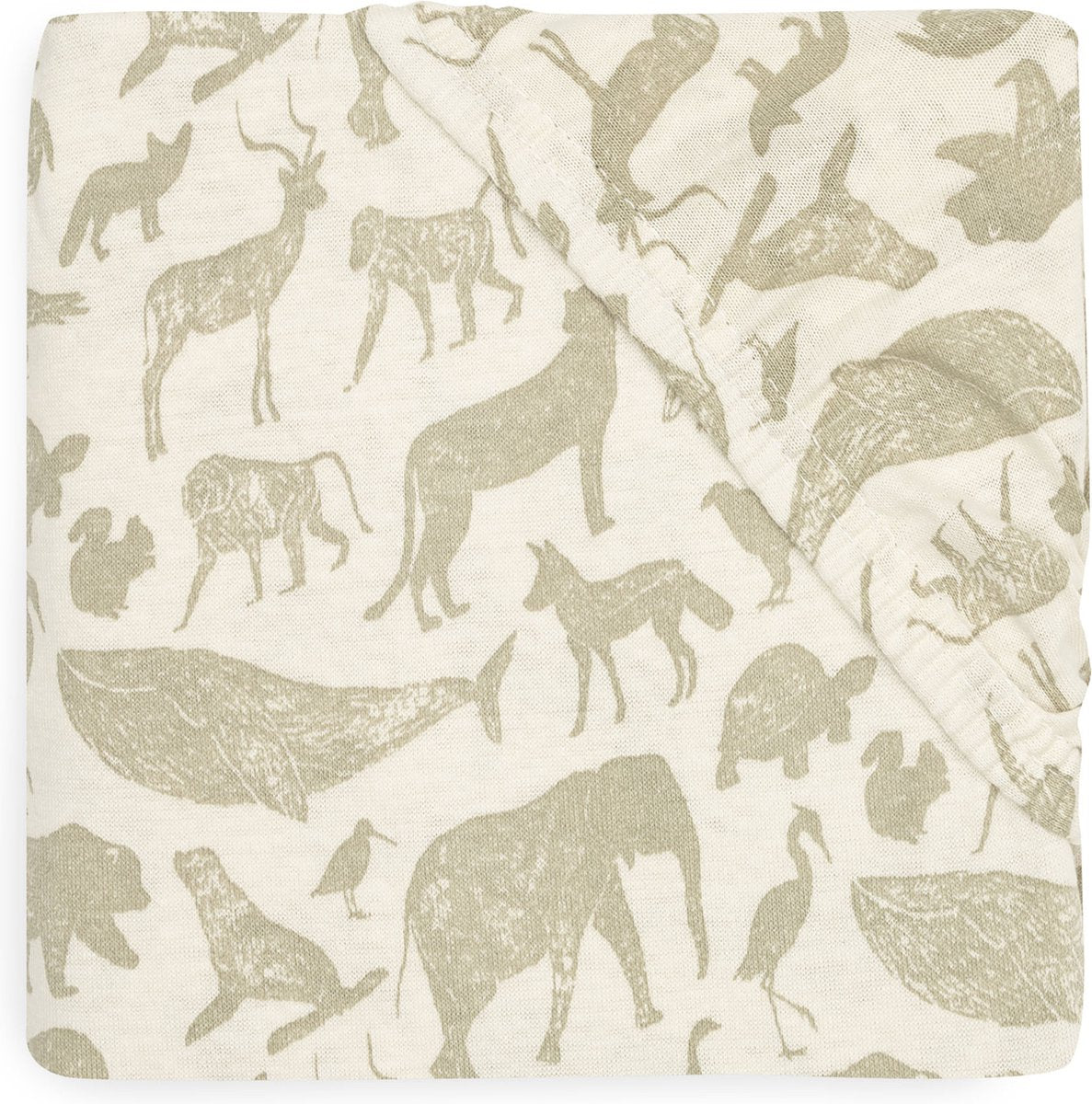Jollein - Spannbettlaken Jersey 40 50x80 90cm - Wiege, Bett, Babybett - Tiere - Olivgrün