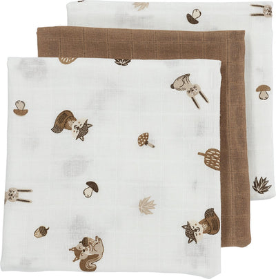 Meyco hydrophile Baby-Waldtiere-Tücher – 3er-Pack – Toffee – 70 x 70 cm