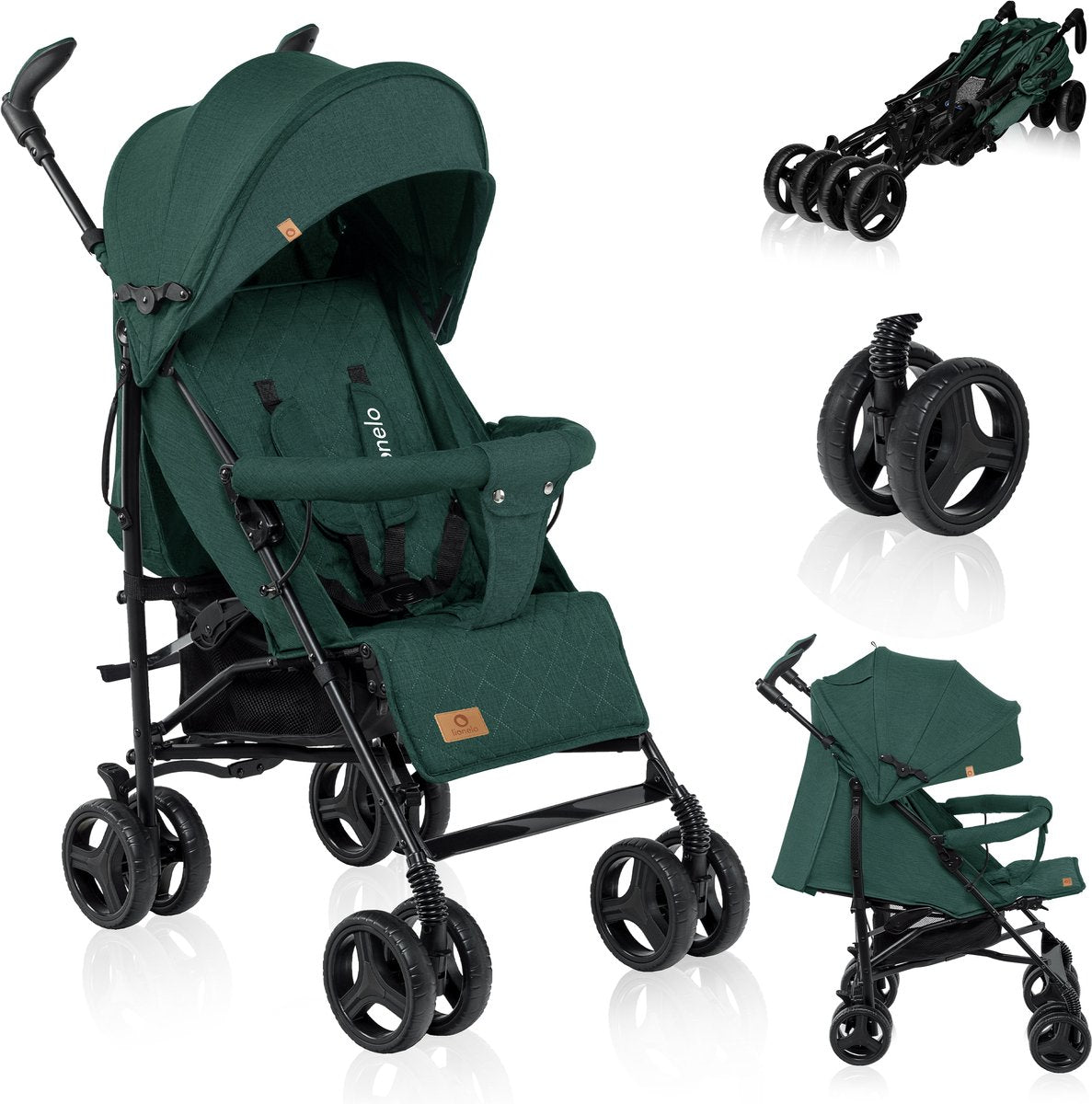 Lionelo Irma – Buggy – Kinderwagen – robuster und leichter 7 kg Kinderwagen – geeignet für Kinder bis 15 kg – gefederte Räder – 360° – von 6 Monaten bis 5 Jahren – Aufbewahrungskorb – verstellbarer Griff – Schnellfaltsystem – kompakte Größe – Moskitonetz