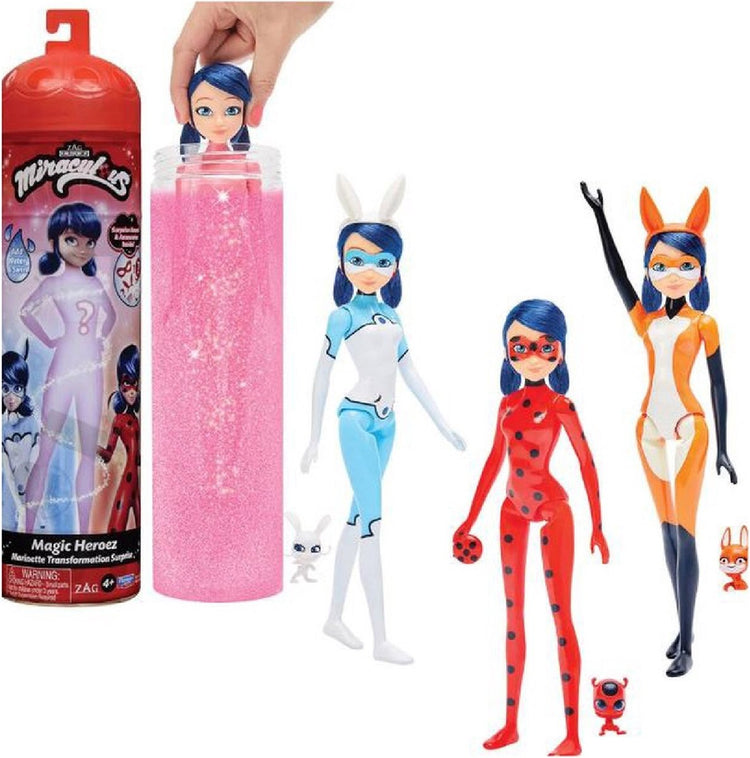 Bandai – Miraculous Ladybug – Marinette Farbwechsel-Überraschungspuppe – bewegliche Miraculous-Puppe 26 cm + 3 Überraschungen – Farbwechsel-Puppe – zufälliges Modell – Kinderspielzeug ab 4 Jahren – P50390