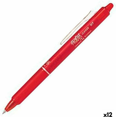 Pilot Frixion Kugelschreiber 0,7 mm Clicker – Schachtel mit 12 Stück – rot
