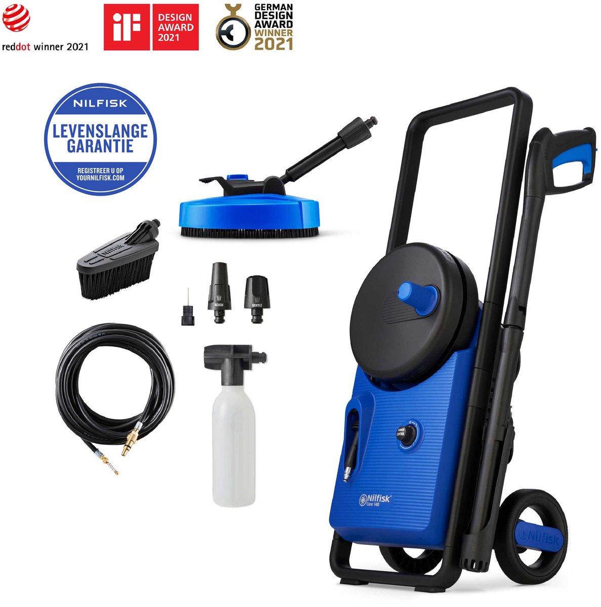 Nilfisk Core 140 Power Control Pad – 140 bar – Abwasserschlauch – mittelgroßer Terrassenreiniger
