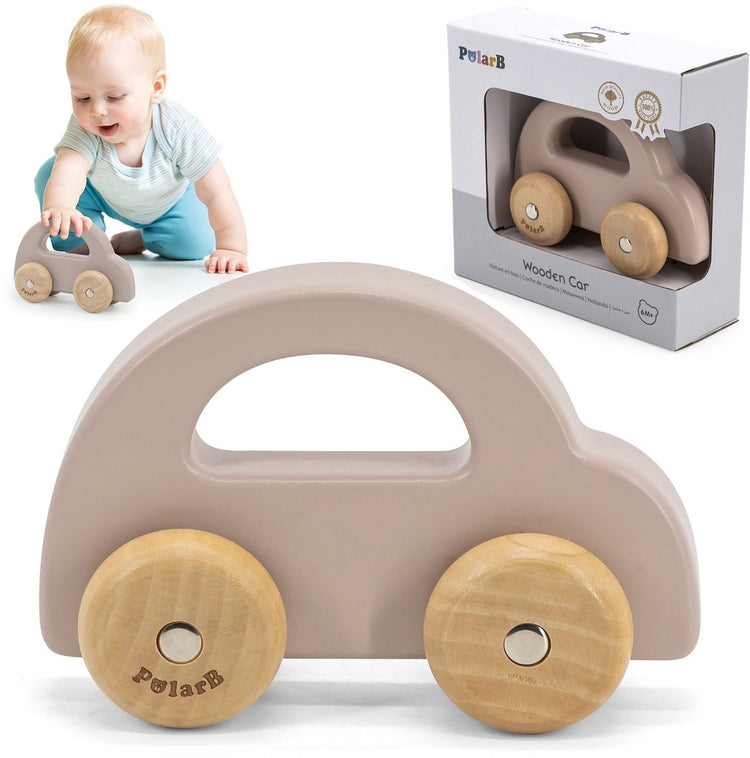 Polarb - Holzspielzeugauto in Pastellfarben, für Babys und Kleinkinder