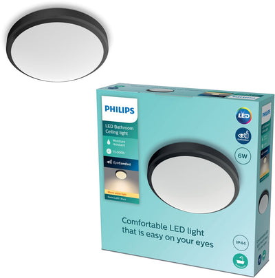 Philips LED Philips Doris Badezimmer-Deckenleuchte – Schwarz – klein – 6 W
