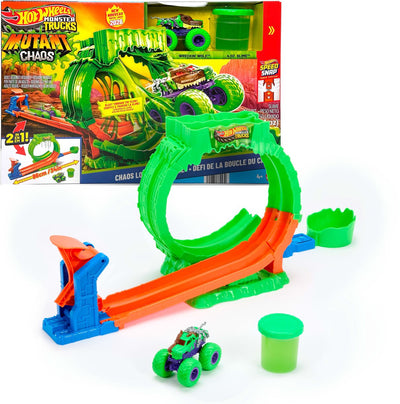 Hot Wheels Monster Trucks Mutated Chaos Looping Challenge – Spielset mit Wreckin' Wolf Toy Truck und Slime