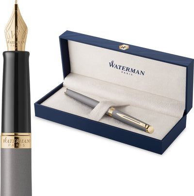 Waterman Hemisphère-Füllfederhalter | die subtile Version | steingrau | mittlere Feder aus Edelstahl | mit Geschenkbox