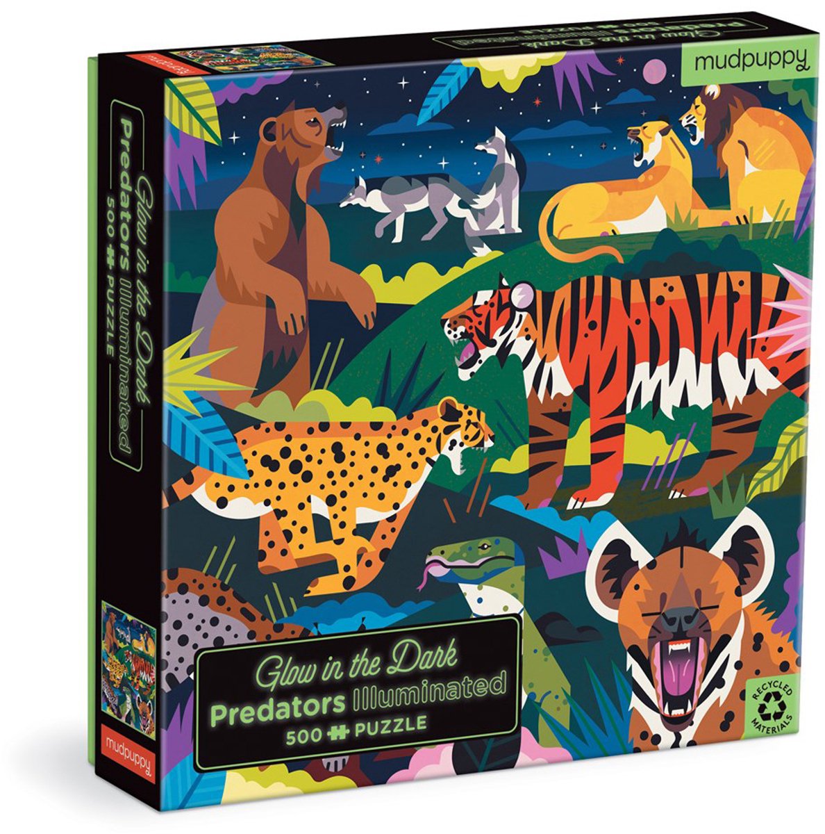 Mudpuppy Glow in the Dark Puzzle – Landräuber – 51 x 51 cm – 500 Teile – 8 Jahre
