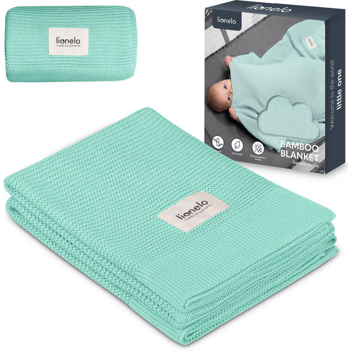 Lionelo Bambusdecke – Deluxe-Babydecke – hypoallergen – antibakteriell – antimykotisch – 100 % Bambus-Baumwolle – thermoregulierend – weich atmungsaktiv – nachhaltig – waschbar – ab der Geburt – 100 x 75 cm