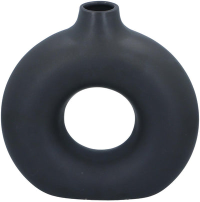 Arti casa dekorative Vase rund mit offener Mitte – schwarze Vase für die Innendekoration – moderne Vase für Blumen oder Accessoires – 31 x 10,5 x 31 cm – schwarz