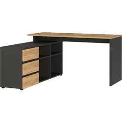 Eckschreibtisch Germania 4187-549 GW-Lissabon 770 x 1460 x 1450 mm Graphit, weiß