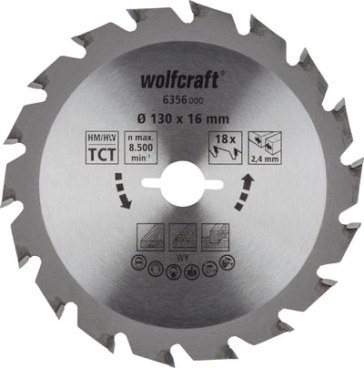 Wolfcraft - Kreissägeblatt 130x16mm - 18 Zähne - Sägeblatt für Kreissäge - Serie grün - 6356000