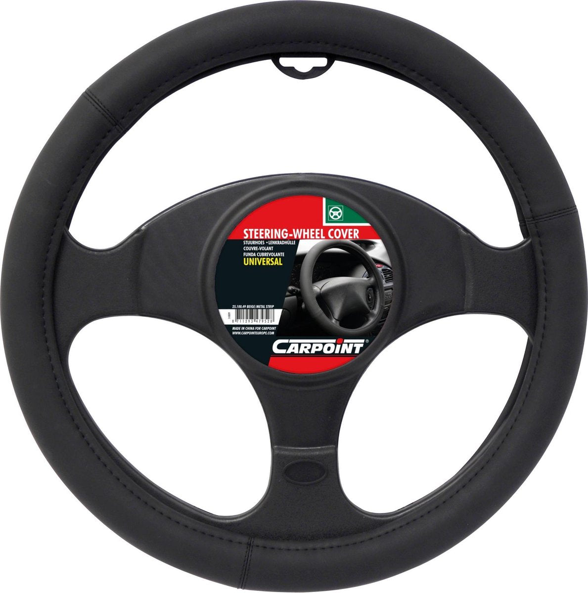 Carpoint Lenkradbezug mattschwarz – Durchmesser 37-39 cm – rutschfest – mehr Halt – Komfort – universell