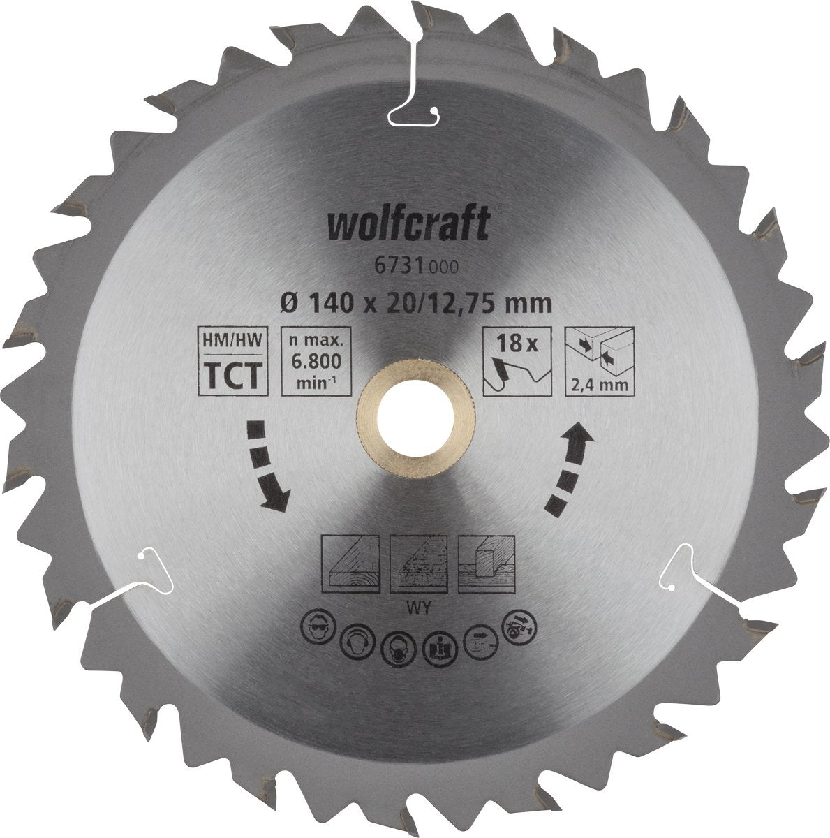 Wolfcraft - Kreissägeblatt 140x12,75mm - 18 Zähne - Sägeblatt für Kreissäge - braune Serie - 6731000