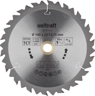 Wolfcraft - Kreissägeblatt 140x12,75mm - 18 Zähne - Sägeblatt für Kreissäge - braune Serie - 6731000