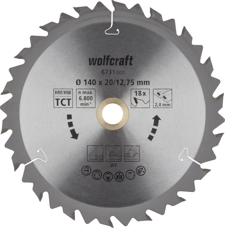 Wolfcraft - Kreissägeblatt 140x12,75mm - 18 Zähne - Sägeblatt für Kreissäge - braune Serie - 6731000