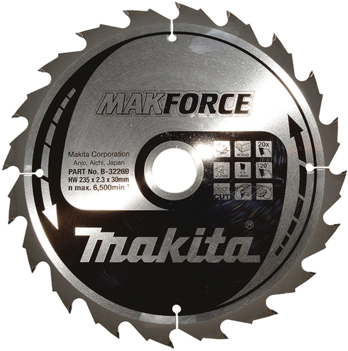Makita Zubehör Kreissägeblatt | Holz | 235x30x2,3 20t 20g - b-32269