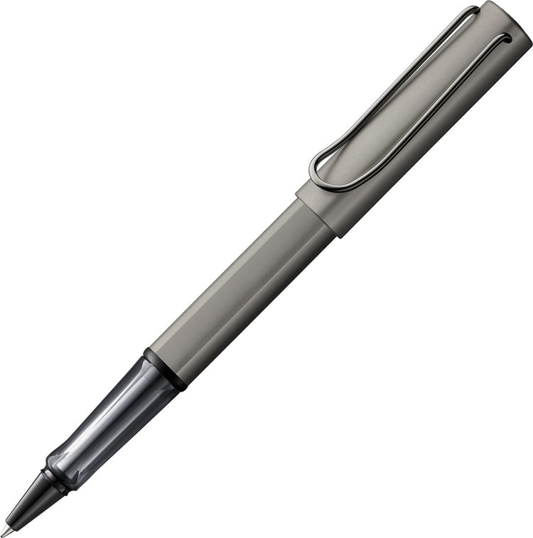 Lamy LX Tintenroller 357 – aus Aluminium in der Farbe Ruthenium – mit Edelmetall-Finish und Metallclip, inklusive M 63 Tintenroller-Mine in M-Stärke schwarz und Geschenkverpackung