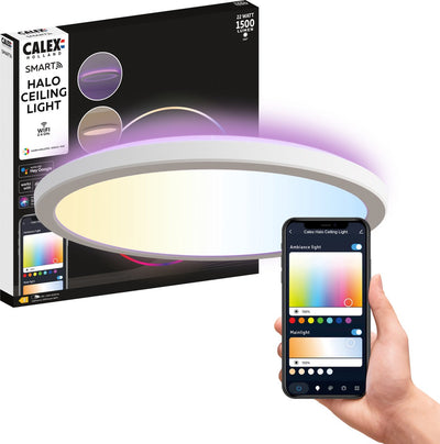 Calex Halo Smart Deckenleuchte – Smart Deckenleuchte 30 cm – RGB und warmweißes Licht – Weiß