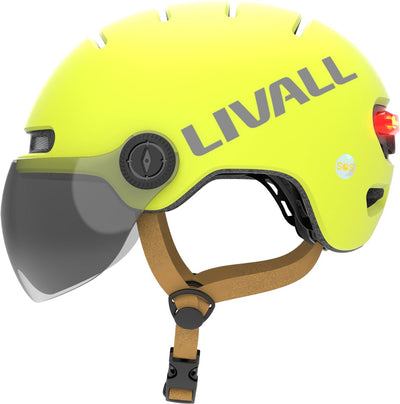 Livall l23 gelb m Smart Fahrradhelm mit LED-Leuchten und abnehmbarem Visier, NTA8776, zertifiziert für E-Bikes, Fahrradhelm mit Sturzerkennung für Erwachsene (Männer und Frauen)