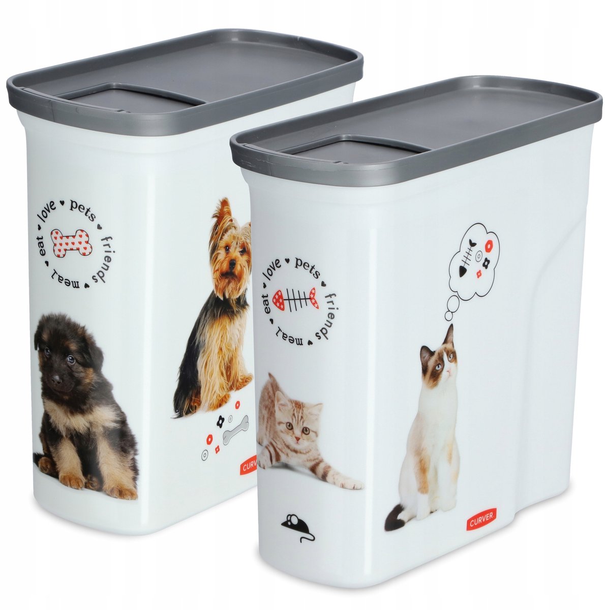 Curver Futterbehälter Katze – 2l – 21x9x20cm – weißgrau