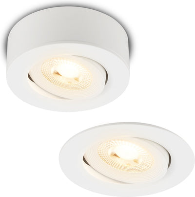 Briloner desi – Aufbaustrahler 2-in-1 – Aufbau- oder Einbaustrahler – schwenkbar – warmweißes Licht – weiß – ø9 x 3 cm