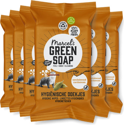 Marcels grüne Seife – hygienische Reinigungstücher – Sandelholz-Kardamom – 6 x 60 Stück