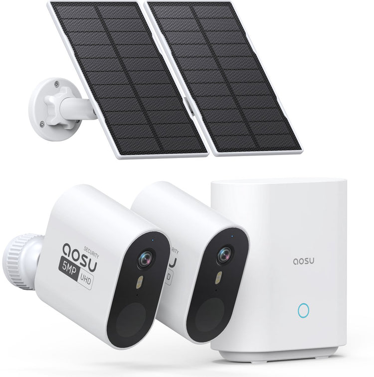 Aosu Solarcam-System max – 2 Sicherheitskameras – 2K-Auflösung – Solarenergie – kabellos – 32 GB