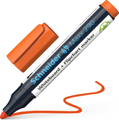 Schneider Schreibgeräte Schneider Whiteboard Marker – Maxx 290 – Rundspitze – Orange – für Whiteboard und Flipchart – S-129106