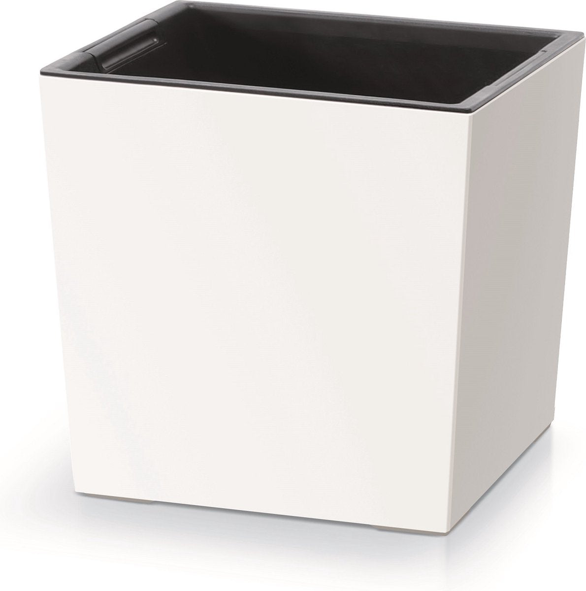 Prosperplast – quadratischer Blumentopf mit Einsatz – 29,5 cm x 29,5 cm x 29 cm – weiß