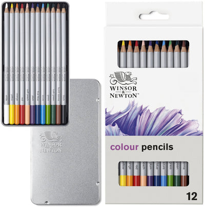 Winsor Newton 0490012 Studio Collection Buntstifte-Set, 12-teilig – Dikcores Zeichenstifte auf Wachsbasis in Metalldose
