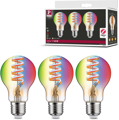 Paulmann Filament 230V Smart Home ZigBee 3.0 LED Glühbirne E27 3x470LM 3x6,3W RGBW+ Dimmbar Gold