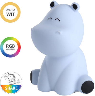 Eglo Castellino Hippo Nachtlicht Kinder Baby – kabellos – 15 cm – blau – RGB-weißes Licht – wiederaufladbar – Touch-Steuerung