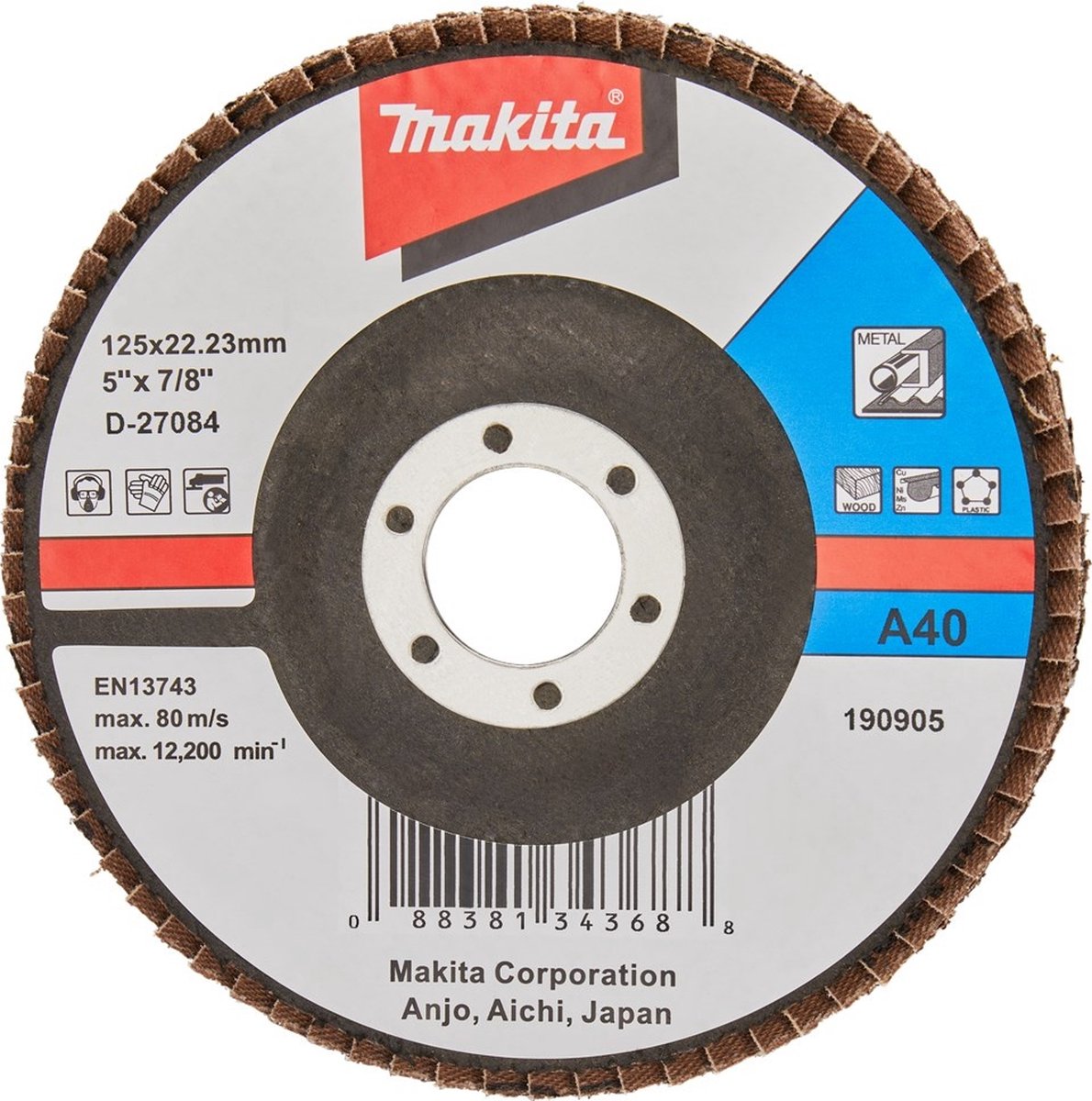 Makita Zubehör Lamellenschleifscheibe 125 mm A40 – D-27084 D-27084
