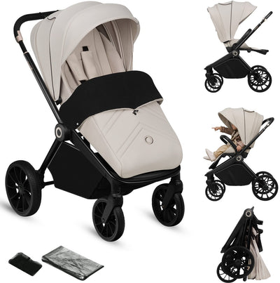 Lionelo Mika Plus Kinderwagen – All-Terrain-Räder – Leichtgewicht – verstellbarer Sitz – XXL-Verdeck mit UPF 50+ – kompakt faltbar – inklusive Zubehör