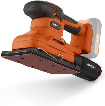 Powerplus Dual Power Akku-Exzenterschleifer powdp50300 – 20 V – Schleifpapier 187 x 90 mm – 24000 min-1, ohne Ladegerät, mit 1 Akku.