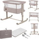 Lionelo Aurora 3in1 Beistellbett – Babybett bis 9 kg – Mitwachsbett – 4 Rollen mit Bremse – Campingbett – höhenverstellbar – atmungsaktives Netz – inklusive Matratzen-Transporttasche – abnehmbarer Bezug