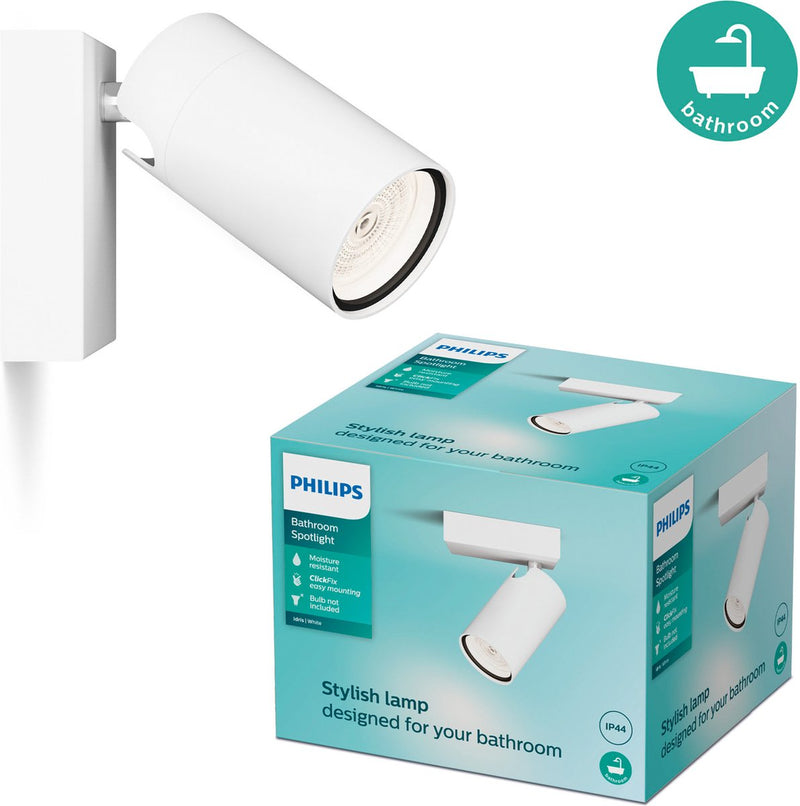 Philips LED Philips Idris Spot – Deckenspot – spritzwassergeschützt IP44 – weiß – 5 W – Badezimmerlampe – ein Lichtpunkt – nur für LED-Spots geeignet