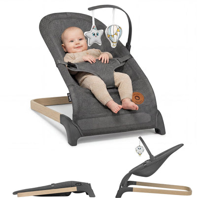 Lionelo June Baby-Schaukelstuhl – bis 9 kg – 3-Punkt-Sicherheitsgurte – leicht – Netzpolsterung – flach zusammenklappbar – natürliche Schaukelbewegung – zertifiziert – Babyschaukel-Schaukelstuhl