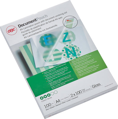 GBC A4-Laminierfolien für Dokumente – 2 x 100 Mikron – 100 Stück – glänzend