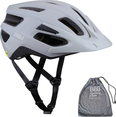 BBB Cycling Dune Mips 2.0 Fahrradhelm Erwachsene – MTB-Helm Rennradhelm mit Helmtasche – Fahrradhelm – Fahrradhelm Damen – Fahrradhelm Herren – Mattgrau Weiß – Größe L – BHE-22T