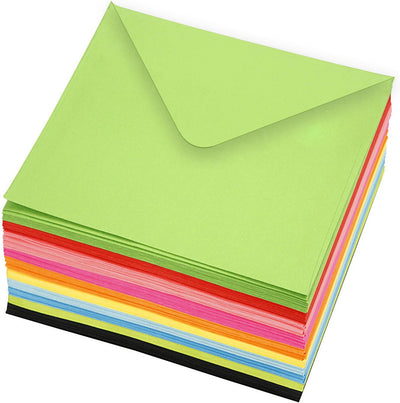 Farbige Umschläge der Firma Creativ, Umschlaggröße 16x16 cm, 80 gr, verschiedene Farben, 10x10 Stück 1 Karton