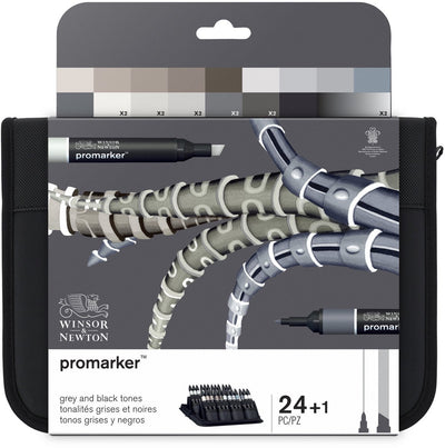 Winsor Newton 0290081 Promarker™ 24 schwarze Grautöne | professional layout markers alcohol markers