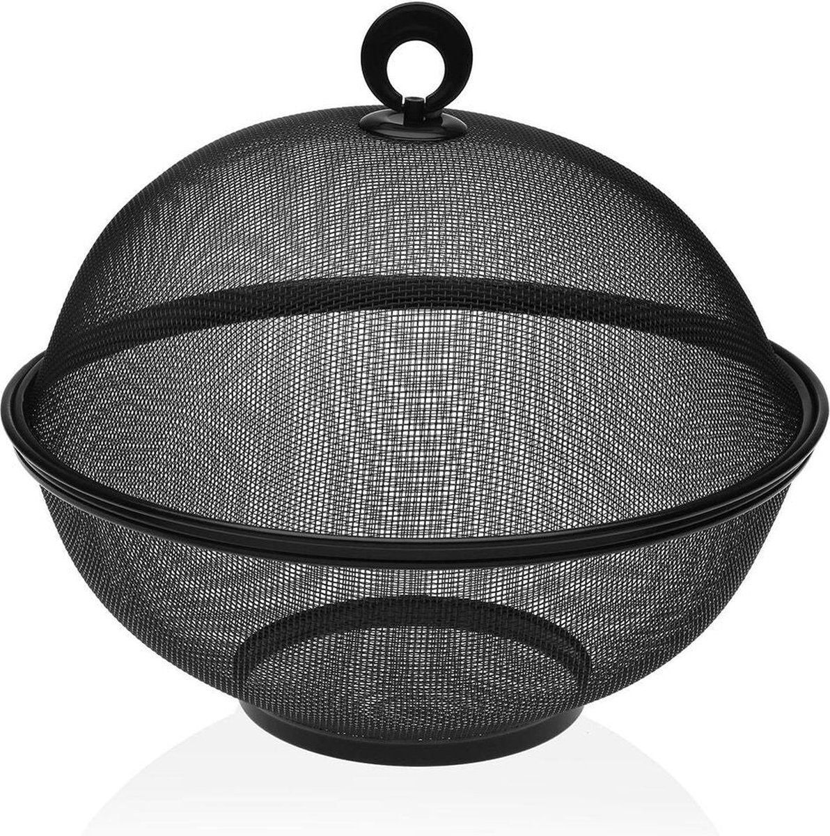Versa Obstschale schwarz mit Metall-Stahldeckel (28 x 28 x 28 cm)