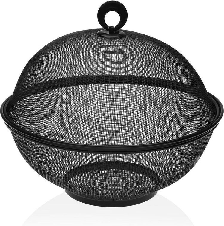 Versa Obstschale schwarz mit Metall-Stahldeckel (28 x 28 x 28 cm)