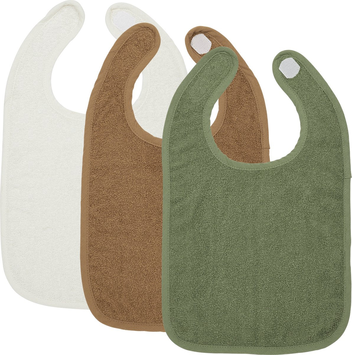 Meyco Baby-Uni-Lätzchen – 3er-Pack – Frottee – cremefarbenes Toffee-Waldgrün